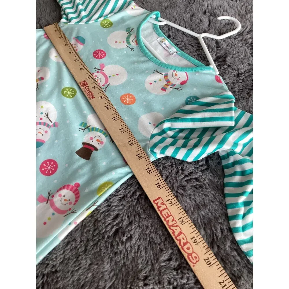 Unsh Ne Swing Girls Christmas Cheer Front Pocket‎ Stripe A-Line Dress Green 7